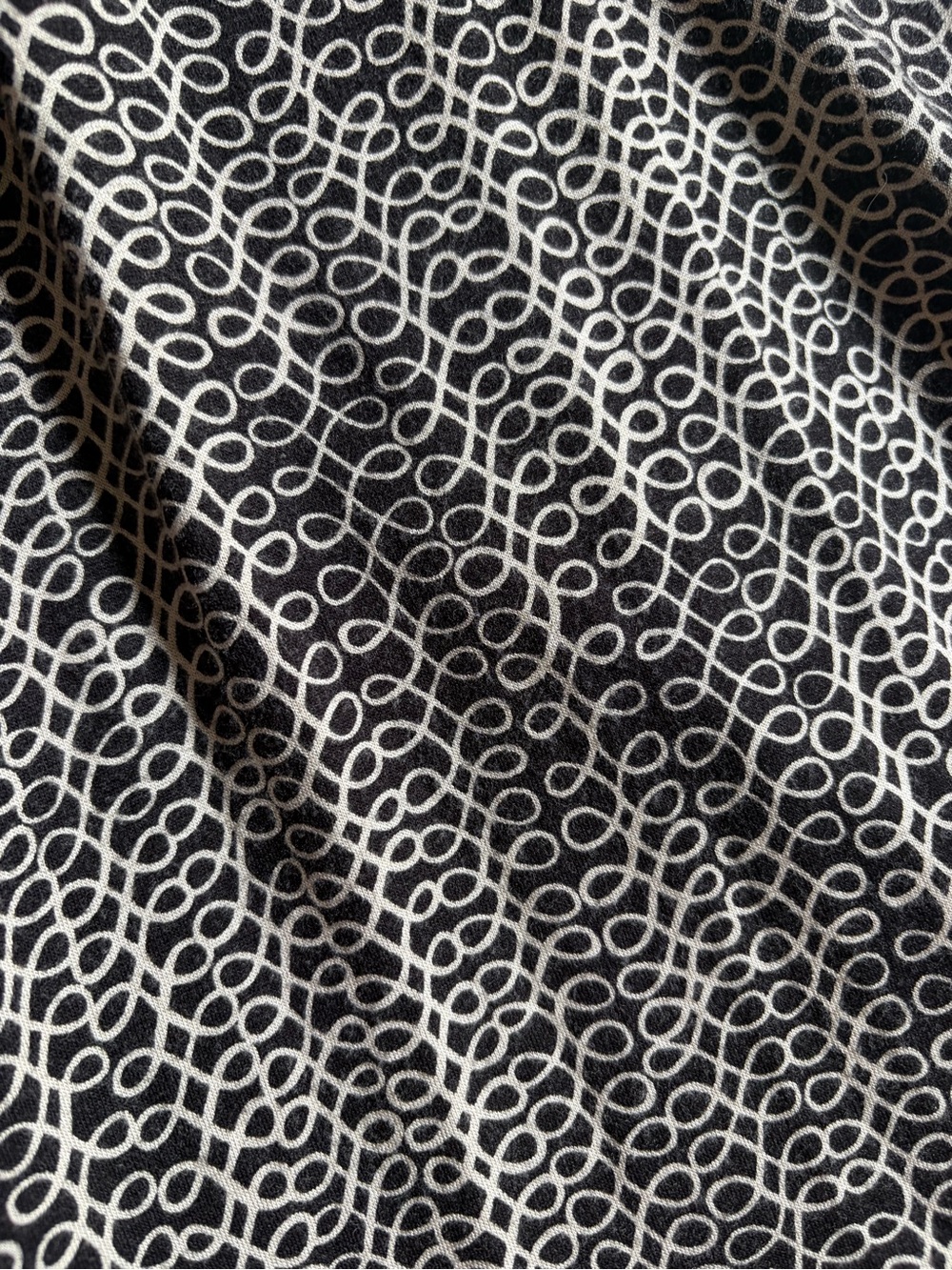 LOFT Black and Cream Loop-Print Faux-Wrap Dress - Picture 3 of 5